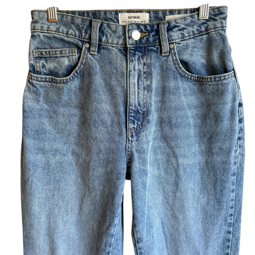 Cotton On Long Straight High Rise Light Wash Denim Jeans Size 4 - Picture 4 of 12